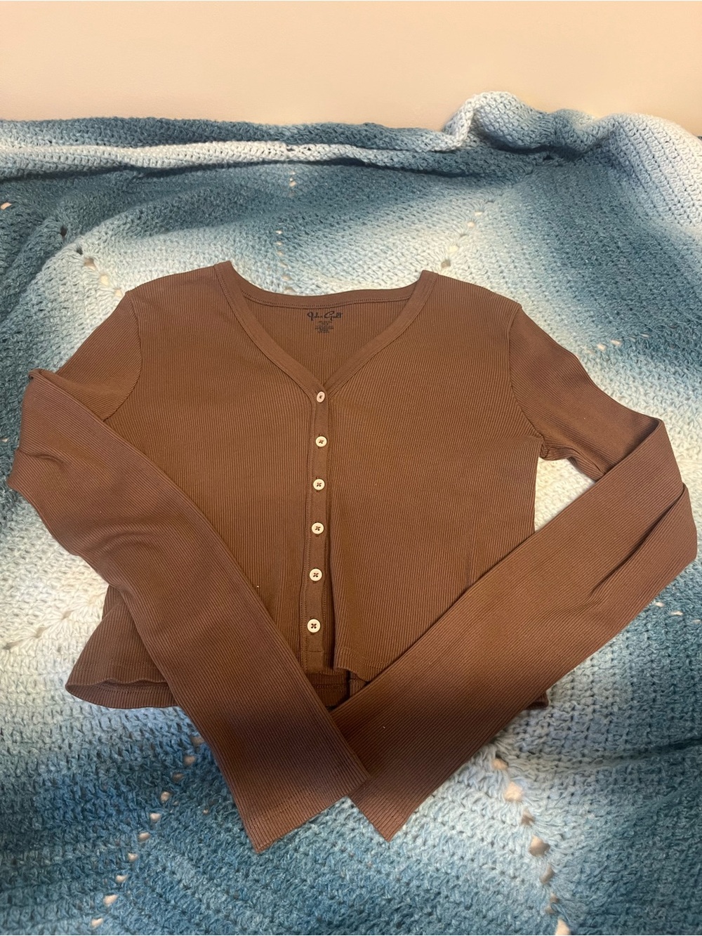 Brandy Melville Brown Ribbed Cardigan